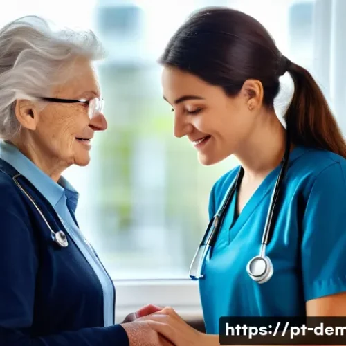 치매관리사 자격증 해외 인증 여부 - A professional dementia caregiver in a modern healthcare setting in Europe, wearing neat and appropr...